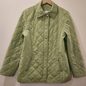Liz Claiborne Quilted Lightweight Bright Green Jacket Size Medium